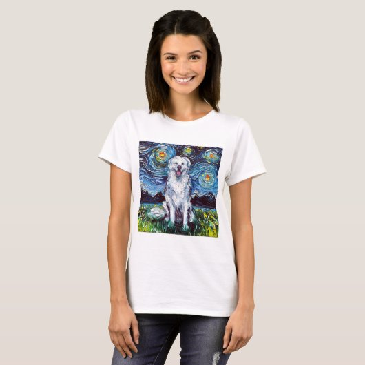 T-shirt Great Pyrenees Starry Night gros chien blanc art p (Devant entier)