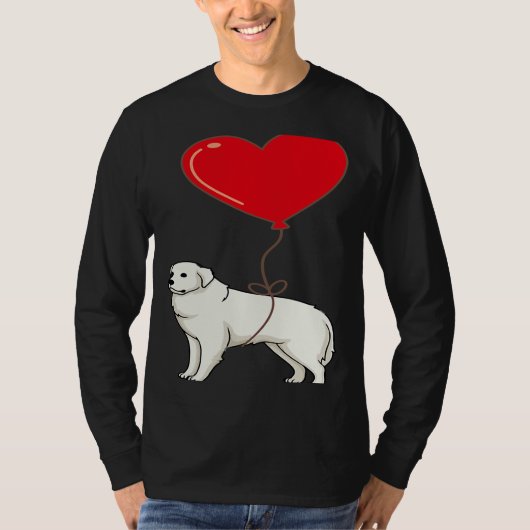 T-shirt Great Pyrenees With Heart Balloon Valentines Day L (Devant)