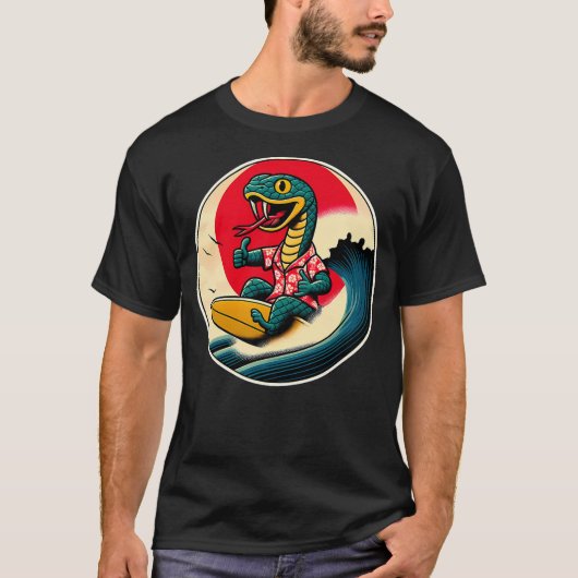 T-shirt Great Wave Kanagawa Snake Surfing (Devant)