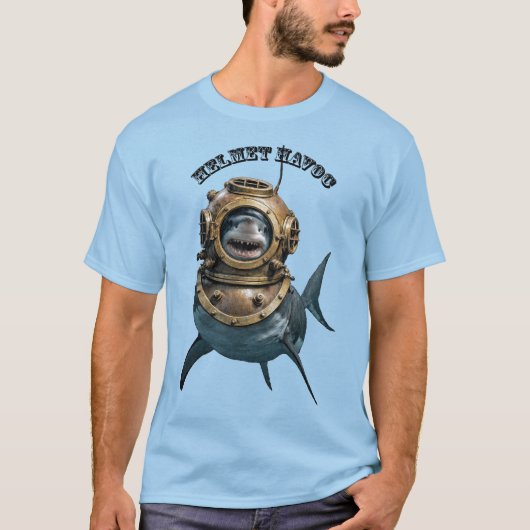 T-shirt Great White Shark Inside of a Diving Helmet URM (Devant)