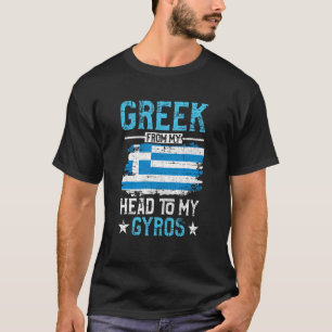 T-shirt Grec De Ma Tête À Mon Gyros Drapeau Grec Grunge D