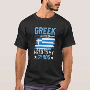 T-shirt Grec De Ma Tête À Mon Gyros Drapeau Grec Pour Homm