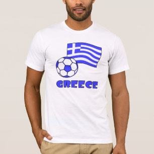 T-shirt Grèce avec drapeau grec et ballon de football