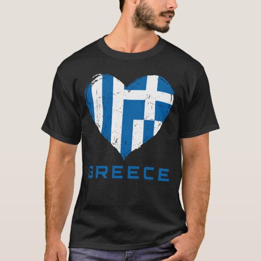 T-shirt Grèce Drapeau Coeur désespéré Hommes Noirs (Devant)