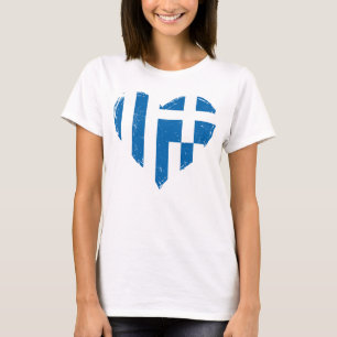 T-shirt Grèce Drapeau Coeur en détresse femmes blanches