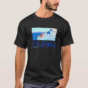 T-shirt Grèce Santorin Skyline Maisons Blanches Et Bleues