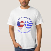 T-shirt Grèce USA Drapeau Coeurs Mon pays Mon Ancêtre Homm (Devant)
