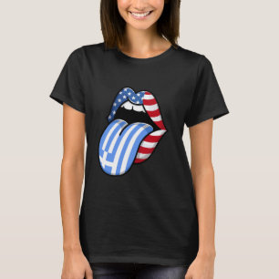 T-shirt Grèce USA Drapeau Grèce Racines grecques moitié gr