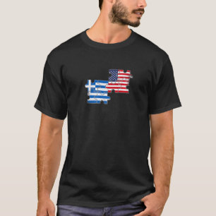 T-shirt Grèce Usa Loots Racines Grecque Américain Drapeau