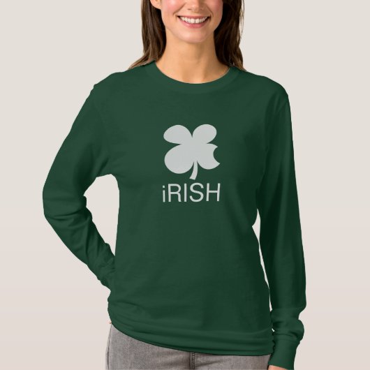 T-shirt Green à manches longues Irish Clover St Patrick's  (Devant)