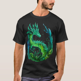 T-shirt Green Abstrait Dragon Nature Design
