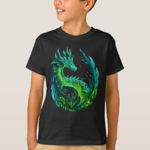 T-shirt Green Abstrait Dragon Nature Design