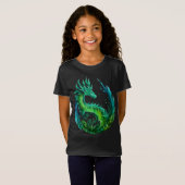 T-Shirt Green Abstrait Dragon Nature Design (Devant entier)