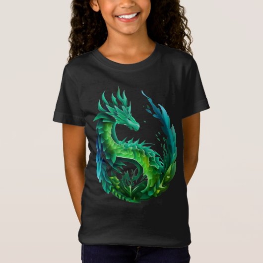 T-Shirt Green Abstrait Dragon Nature Design (Devant)