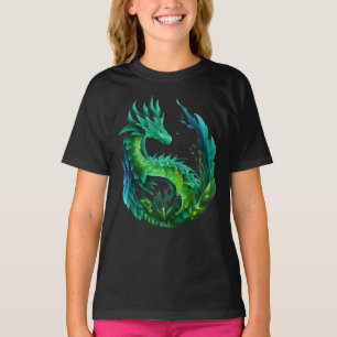 T-shirt Green Abstrait Dragon Nature Design