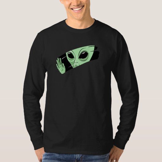T-shirt Green Alien Behind the Glass Peeking Alien Space U (Devant)