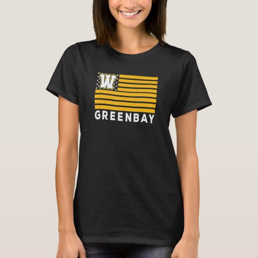 T-shirt Green Bay USA Flag Dark GreenYellow Green Bay Amer (Devant)