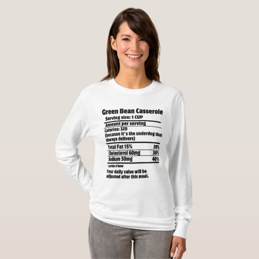 T-shirt Green Bean Casserole Nutrition Fact.w (Devant entier)