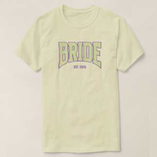 T-shirt Green + Beige Stripe Purple Varsity BRIDE