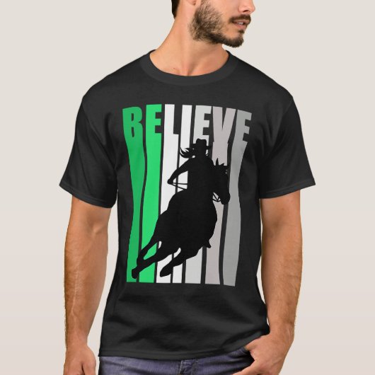 T-shirt Green Believe Cowgirl Motivational Inspiring Farm (Devant)