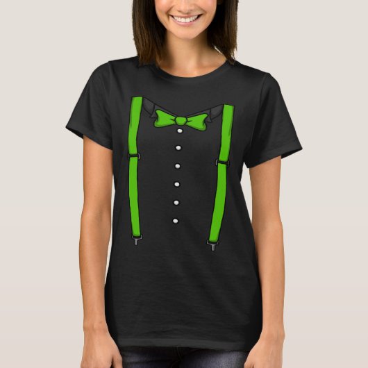 T-shirt Green Bow Tie Suspenders Cummerbund Tuxedo Bow Tie (Devant)
