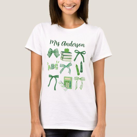 T-shirt Green Bows Enseignant élémentaire St Patrick's Day (Devant)
