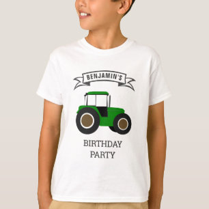 T-shirt Green Farm Tractor Anniversaire de enfant Party