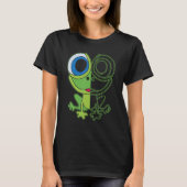 T-shirt Green frog with big eyes animal motif with toad (Devant)