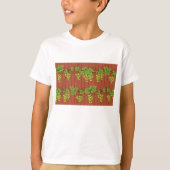 T-shirt Green Grape Vine Pattern on Rustic Wood (Devant)