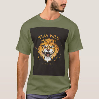 T-shirt Green half sleeves T shirt withStay Wild Typograpy