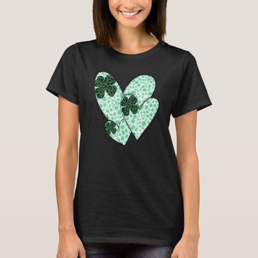 T-shirt Green Hearts Lover Shamrock Irish Leprechaun St Pa (Devant)