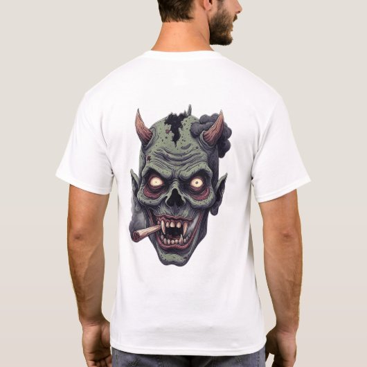 T-shirt Green Horned Monster Graphi (Dos)