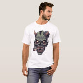 T-shirt Green Horned Monster Graphic (Devant entier)