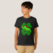 T-shirt Green Iguana with four leaf clover (Devant entier)