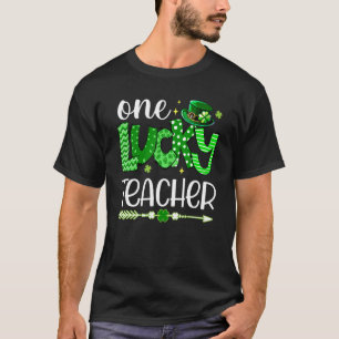T-shirt Green Leopard Shamrock One Lucky Teacher St. Patri