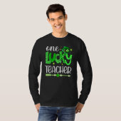 T-shirt Green Leopard Shamrock One Lucky Teacher St Patric (Devant entier)