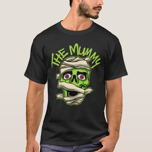T-shirt Green Mummy Skull streetwear (Devant)