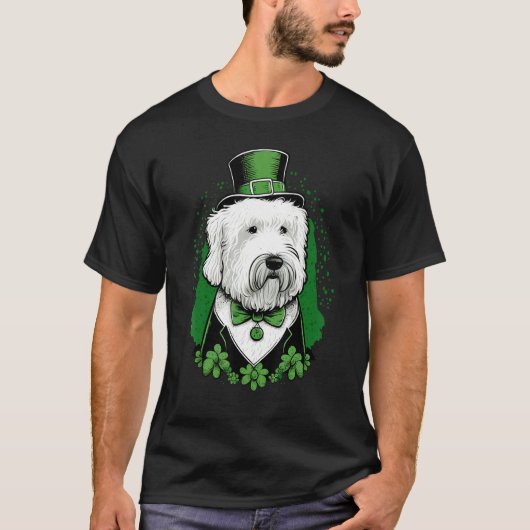 T-shirt Green Old English Sheepdog shamrock St Patricks Da (Devant)