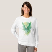 T-shirt 【Green Phoenix Bird Long Sleeve T-Shirt】 (Devant entier)