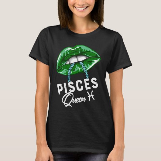 T-shirt Green Pisces Queen Lips Chain Zodiac St Patricks D (Devant)