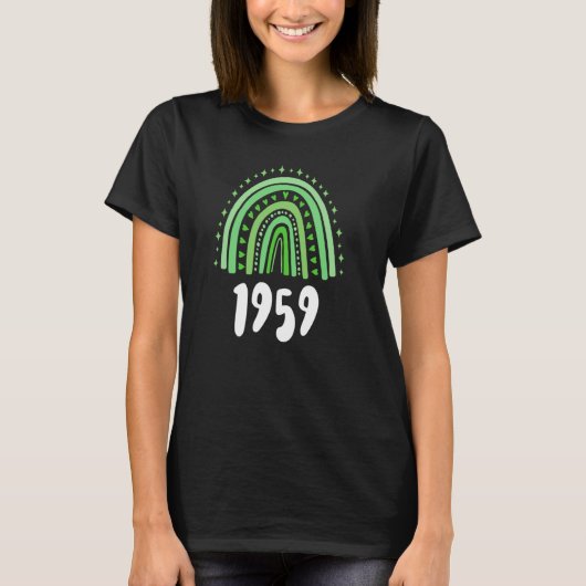 T-shirt Green Rainbow Année De Naissance 1959 Anniversaire (Devant)