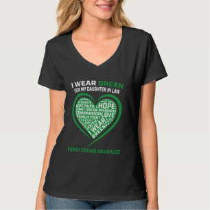 T-shirt Green Ribbon Fille En Droit Kidney Maladie Décerné