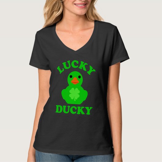 T-shirt Green Rubber Duck Quack Four Leaf C Lucky Ducky  1 (Devant)