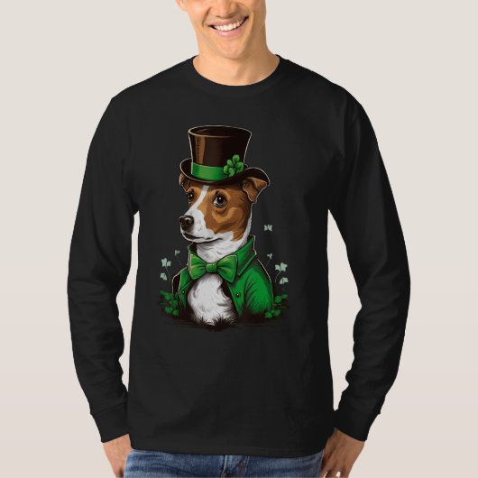 T-shirt Green shamrock on St Patricks Day Jack Russell Ter (Devant)