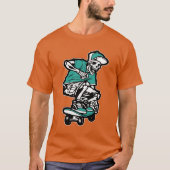 T-shirt Green Skeleton équitation Skateboard Cool Graphism (Devant)