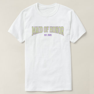 T-shirt Green + Tan Stripe Purple MAID OF HONOR