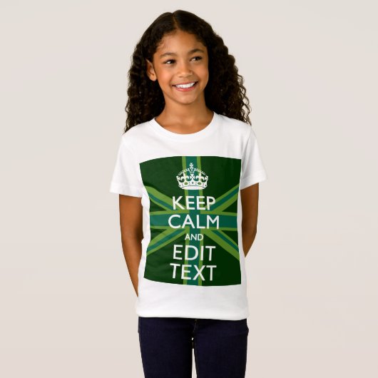 T-Shirt Green Teal Keep Calm And Your Text Union Jack (Devant entier)