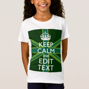 T-Shirt Green Teal Keep Calm And Your Text Union Jack