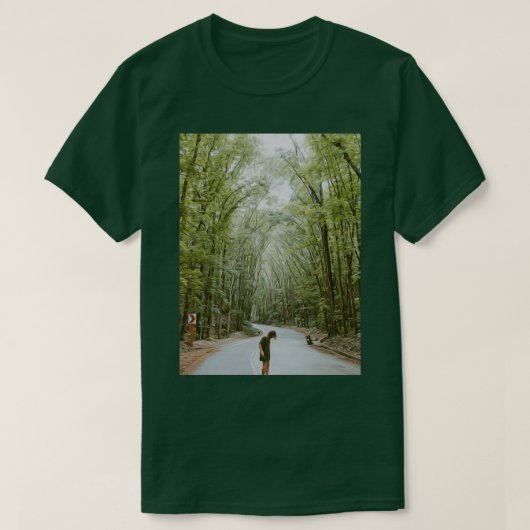 T-shirt Green Trees Plant Nature Forest Road (Design devant)