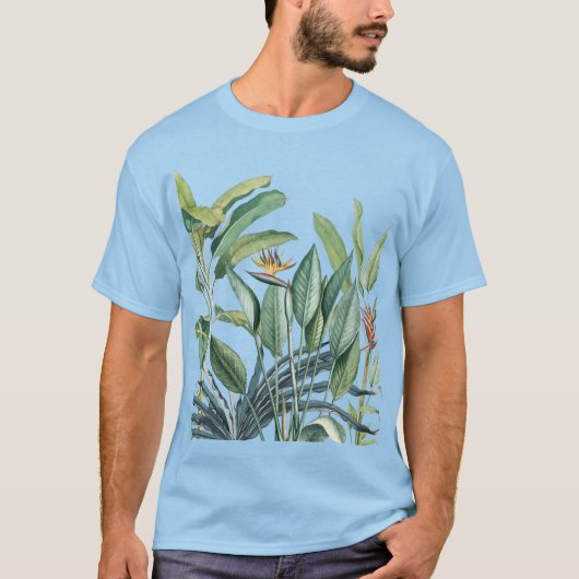 T-shirt Green Tropical Jungle Banana Tree Strelitzia (Devant)